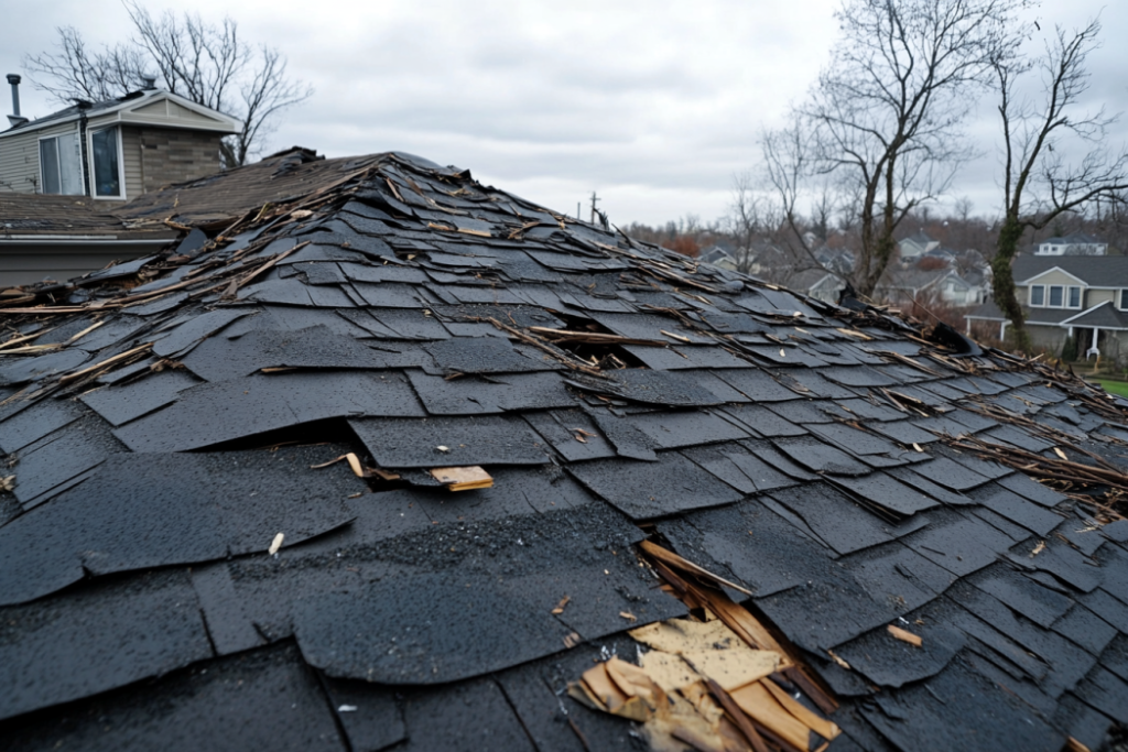 storm damage on roof